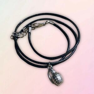 Dainty, Faux Grenade, Charm &  Wax Cord, Adjustable Rope